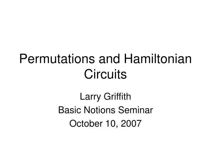 permutations and hamiltonian circuits