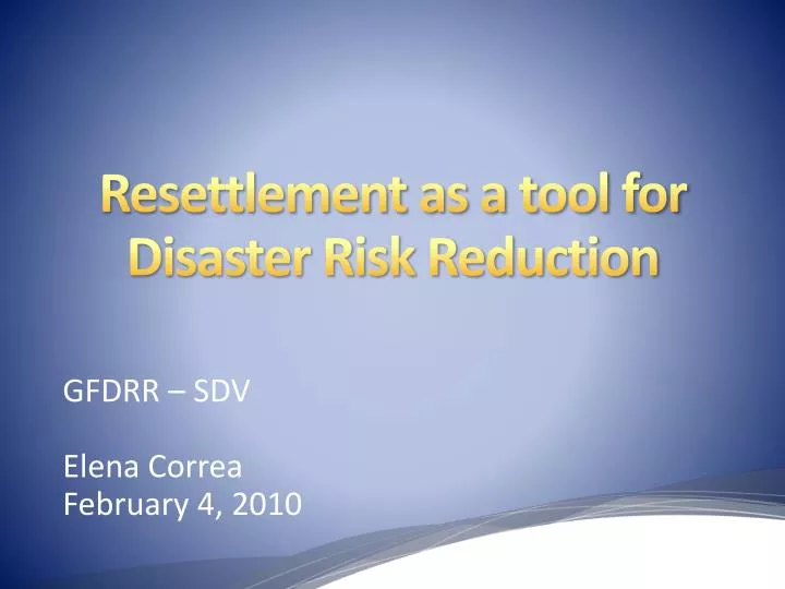 resettlement as a tool for disaster risk reduction