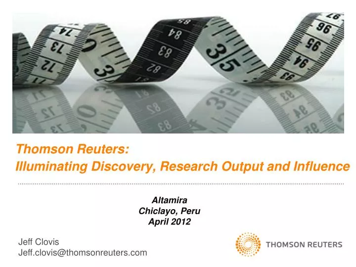 thomson reuters illuminating discovery research output and influence