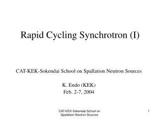 Rapid Cycling Synchrotron (I)