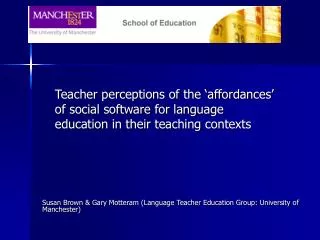 Teacher perceptions of the ‘affordances’ of social software for language education in their teaching contexts