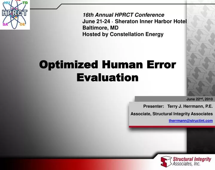 optimized human error evaluation