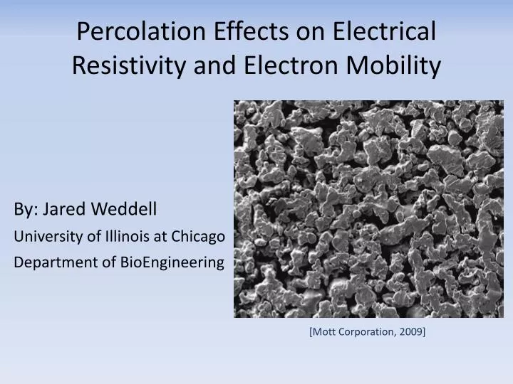 percolation effects on electrical resistivity and electron mobility