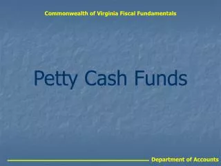 Commonwealth of Virginia Fiscal Fundamentals