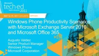 Windows Phone Productivity Scenarios with Microsoft Exchange Server 2010 and Microsoft Office 365