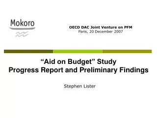 “Aid on Budget” Study Progress Report and Preliminary Findings