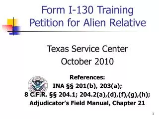 Form I-130 Training Petition for Alien Relative