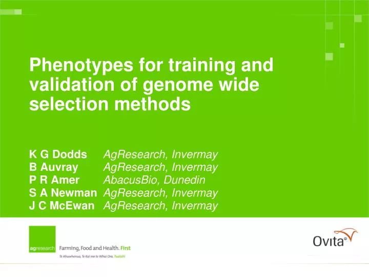phenotypes for training and validation of genome wide selection methods
