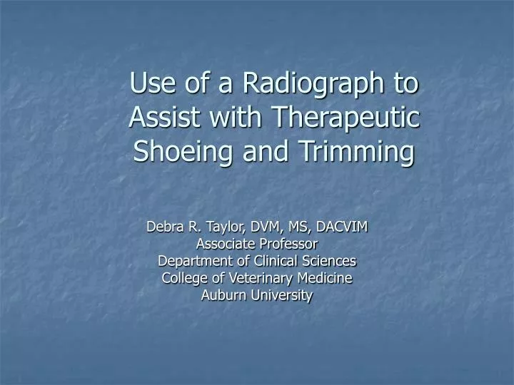 use of a radiograph to assist with therapeutic shoeing and trimming