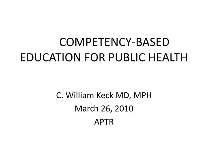 competency based education for public health