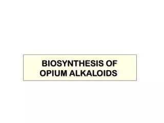 BIOSYNTHESIS OF OPIUM ALKALOIDS