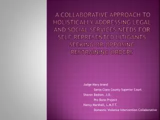 A Collaborative Approach to holistically addressing legal and social services needs for self represented litigants seeki