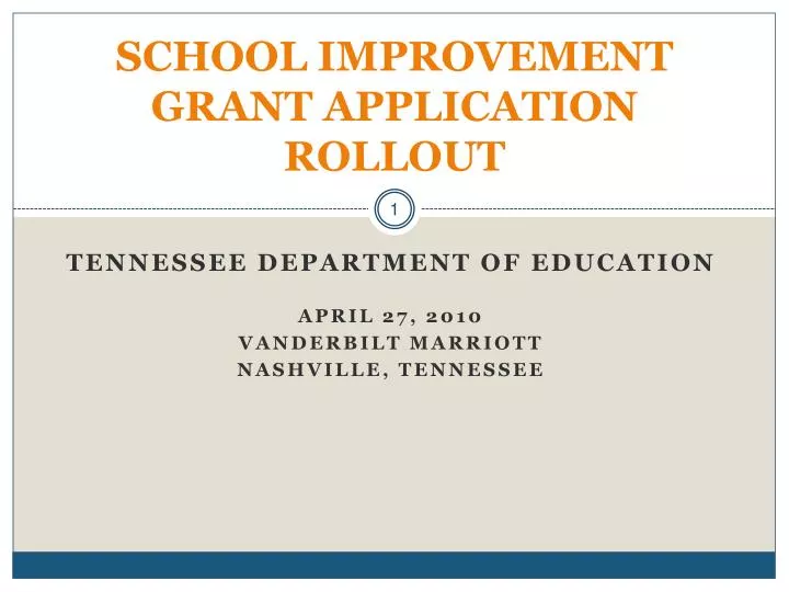 school improvement grant application rollout
