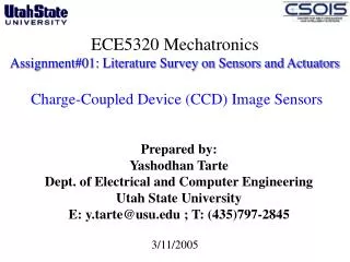 ECE5320 Mechatronics Assignment#01: Literature Survey on Sensors and Actuators Charge-Coupled Device (CCD) Image Senso
