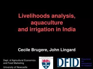 Livelihoods analysis, aquaculture and irrigation in India