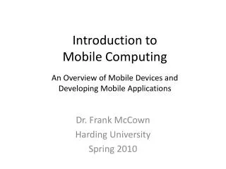 Introduction to Mobile Computing