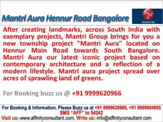 Mantri Aura @09999620966 new Project apartments banaglore