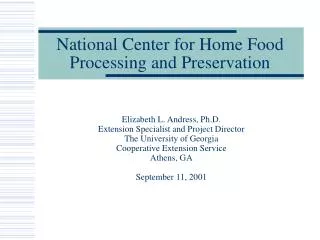 National Center for Home Food Processing and Preservation
