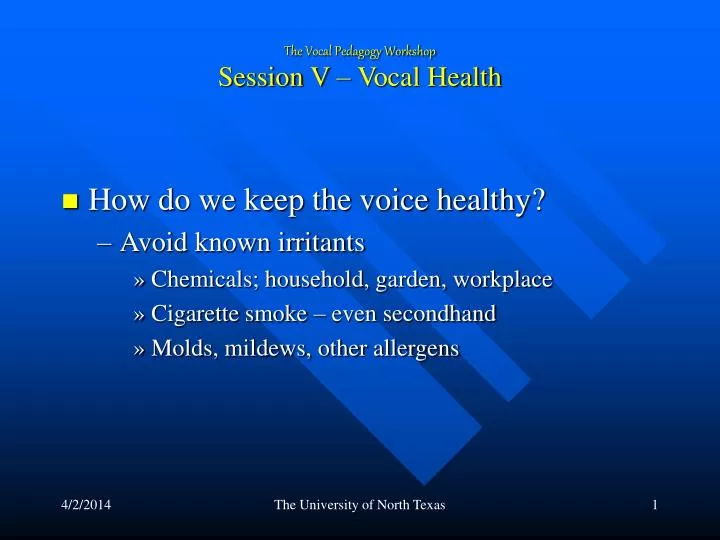 the vocal pedagogy workshop session v vocal health
