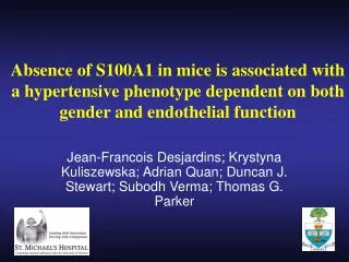 Absence of S100A1 in mice is associated with a hypertensive phenotype dependent on both gender and endothelial function