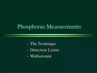Phosphorus Measurements