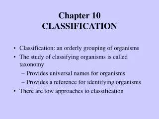 Chapter 10 CLASSIFICATION