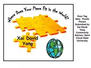 Door Tag Idea: Puzzle Pieces Submitted by Xai David Yang Community Advisor, Saint Cloud State University