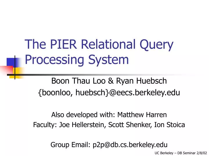 the pier relational query processing system