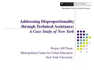 Addressing Disproportionality through Technical Assistance: A Case Study of New York