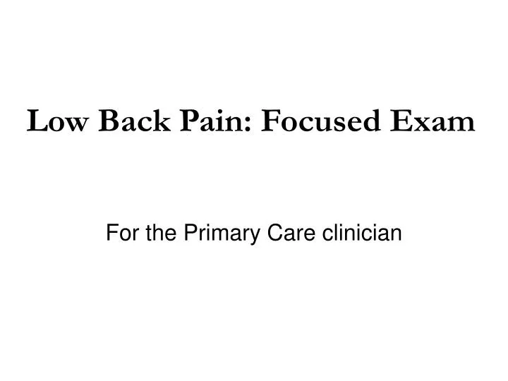 for the primary care clinician
