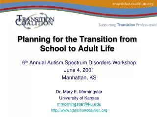 Planning for the Transition from School to Adult Life