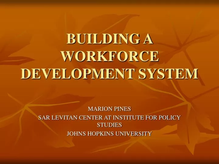 building a workforce development system