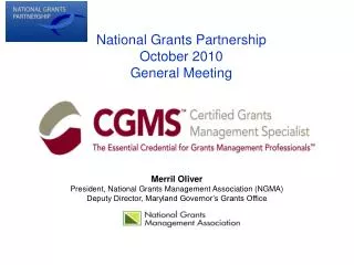 National Grants Partnership October 2010 General Meeting