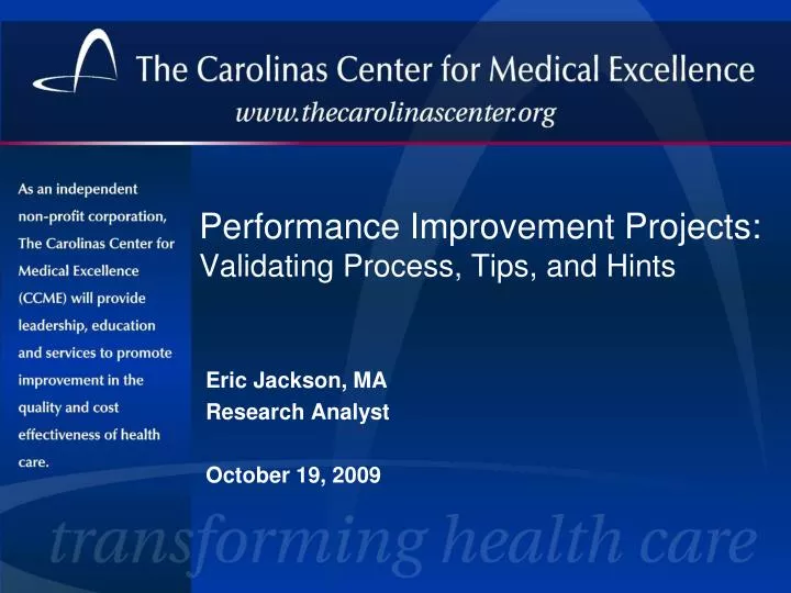 performance improvement projects validating process tips and hints