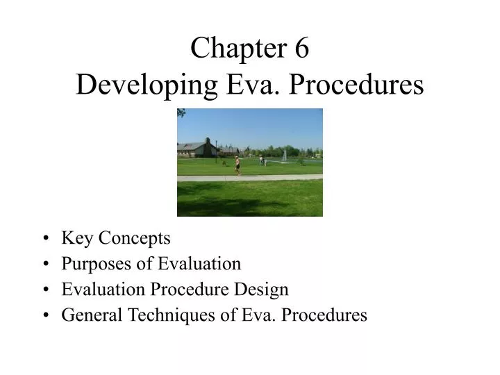 chapter 6 developing eva procedures