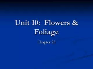 Unit 10: Flowers &amp; Foliage