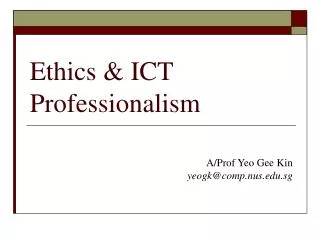 Ethics &amp; ICT Professionalism