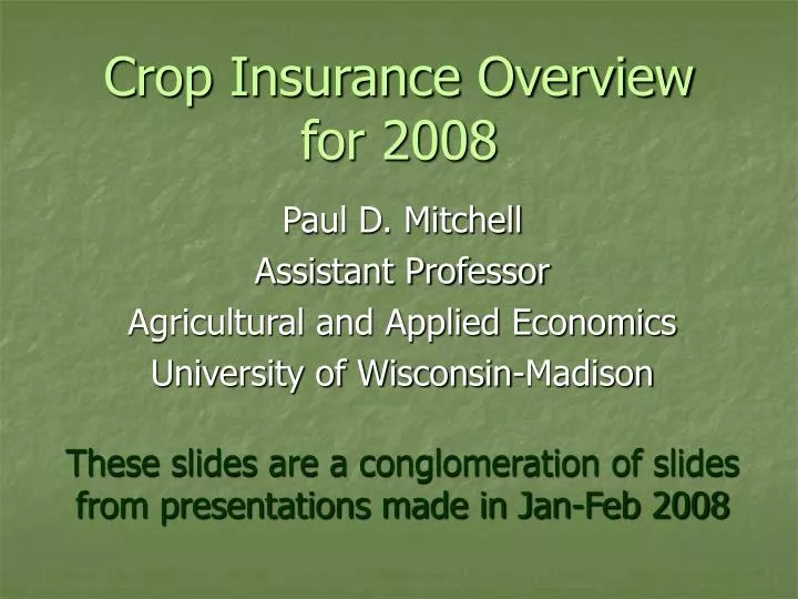 crop insurance overview for 2008