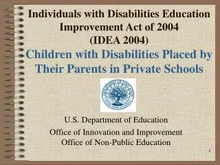 U.S. Department of Education Office of Innovation and Improvement Office of Non-Public Education