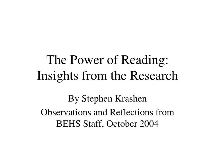 the power of reading insights from the research