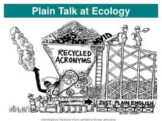 Plain Talk at Ecology
