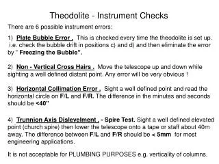 Theodolite - Instrument Checks
