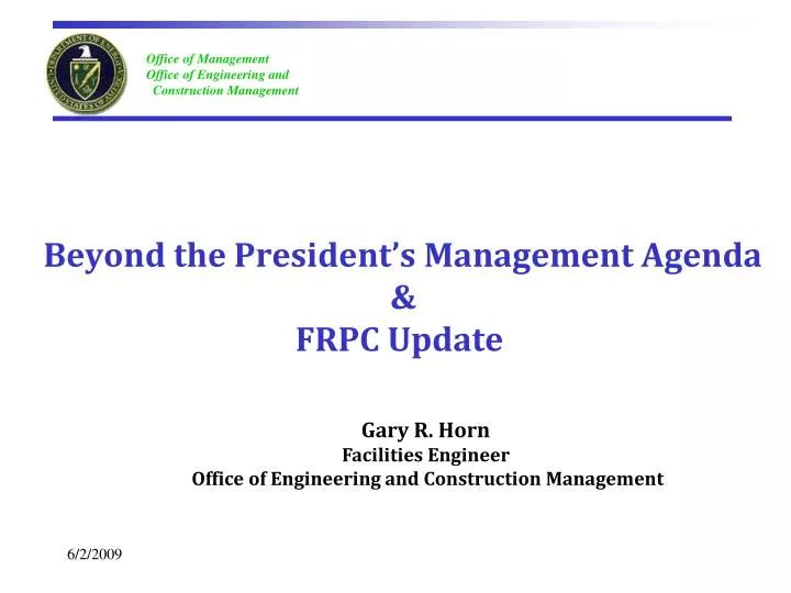 beyond the president s management agenda frpc update
