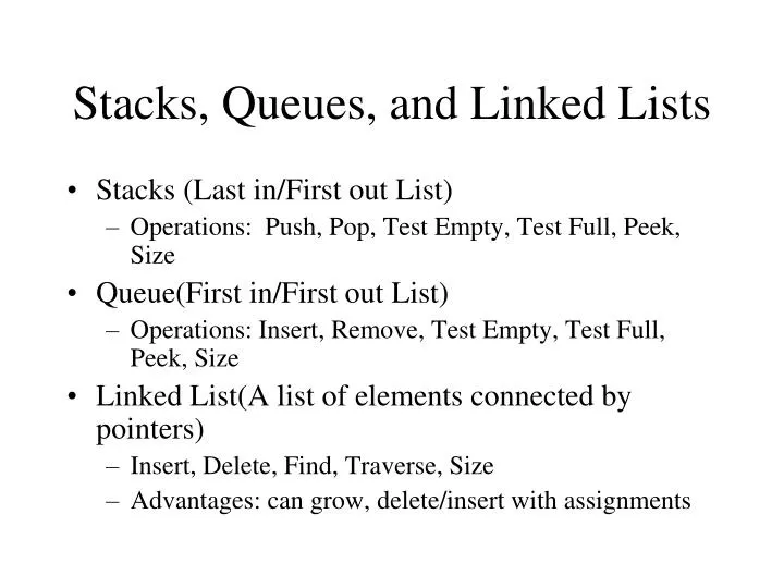 stacks queues and linked lists