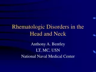 Rhematologic Disorders in the Head and Neck