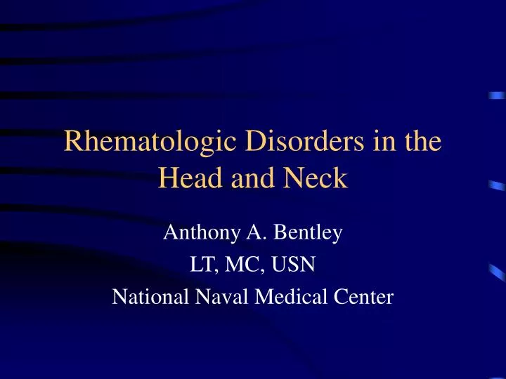 rhematologic disorders in the head and neck