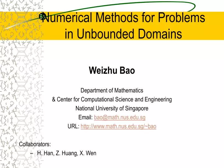 numerical methods for problems in unbounded domains