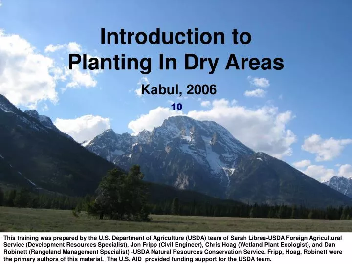 introduction to planting in dry areas