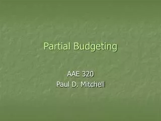 Partial Budgeting