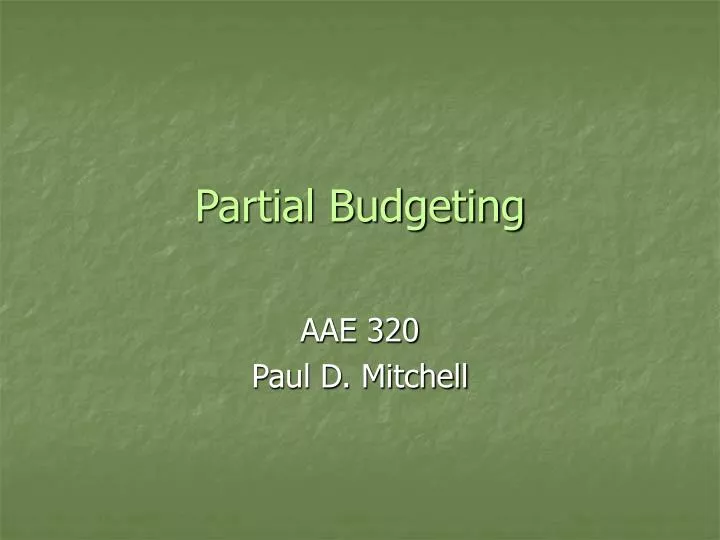 partial budgeting